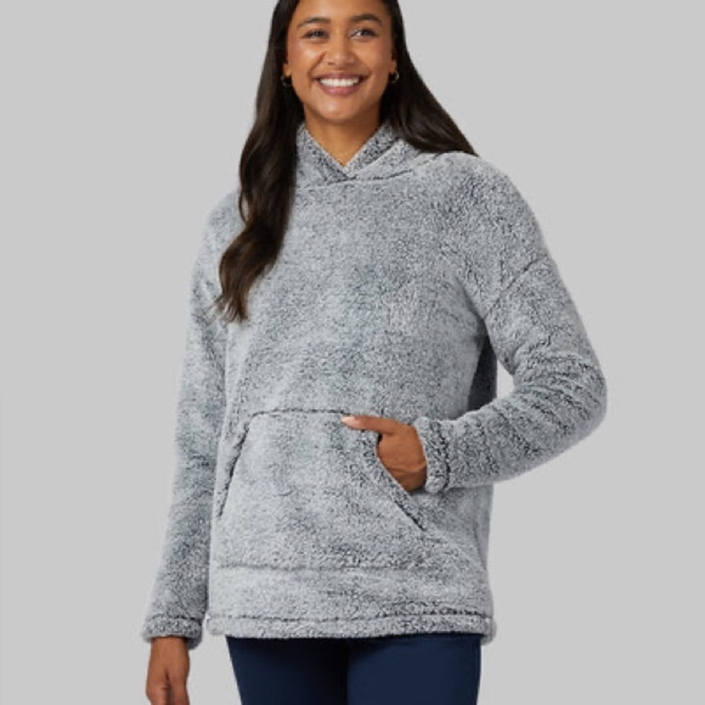 32 Degrees Gray Sherpa Hoodie
